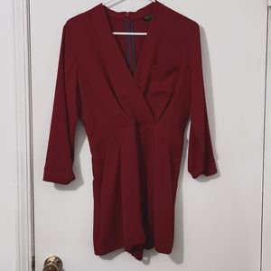 Topshop Wrap Front Romper Red